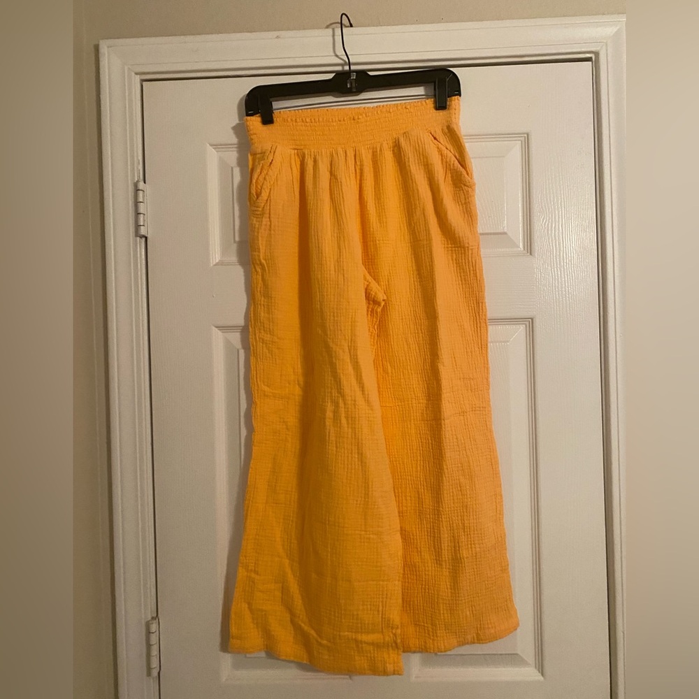 Joyspun Women’s Orange Wide-Leg Pants. Small. 4-6. NWOT. Pockets. Elastic Waist.